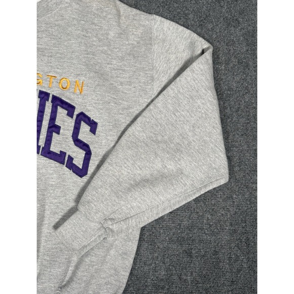 Vintage Russell Washington Huskies Sweatshirt Mens Medium Gray Crewneck Y2K 00s - Picture 2 of 13
